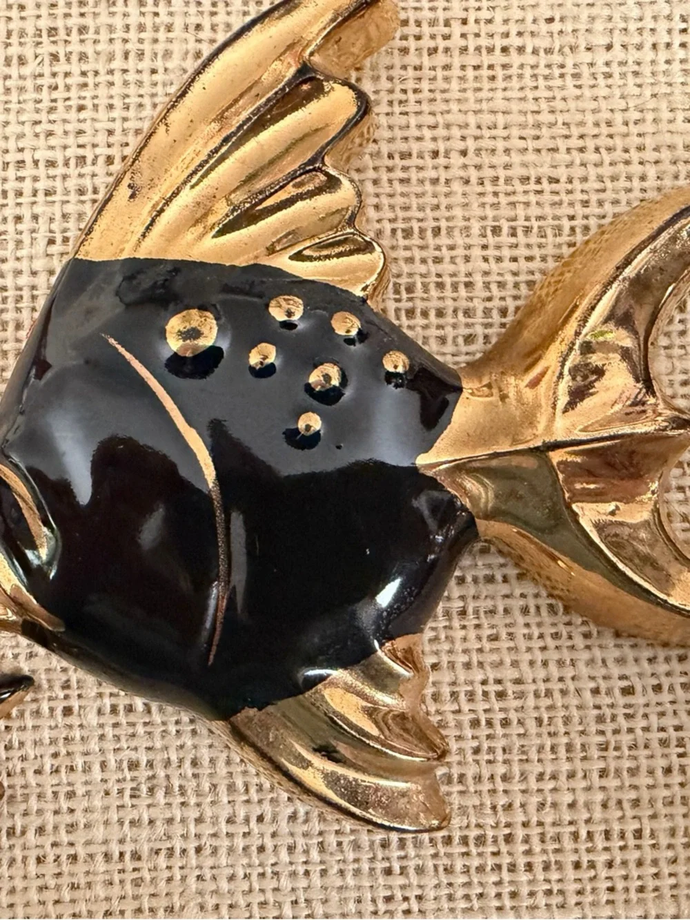Vintage Black & Gold Fish Aquarium Wall Plaques